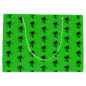 グリーンビッグフットテニスプレーヤーパターン ラージペーパーバッグ (裏面)