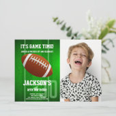 グリーンビッグボールサッカー誕生日招待状写真 招待状 (スタンド正面)