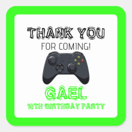 グリーンビデオゲームゲーマーボーイトラック スクエアシール