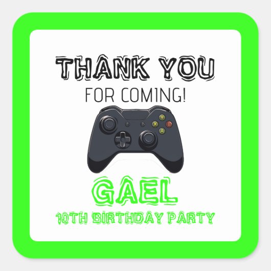 グリーンビデオゲームゲーマーボーイトラック スクエアシール (正面)