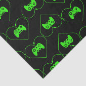 グリーンビデオゲームコントローラハートパターン 薄葉紙 (詳細)