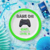 グリーンビデオゲームトラック誕生日 ペーパープレート (パーティー)