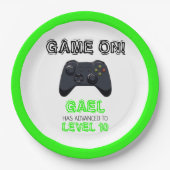 グリーンビデオゲームトラック誕生日 ペーパープレート (正面)