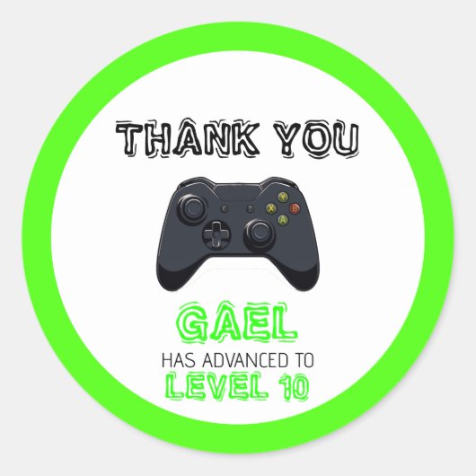 グリーンビデオゲームトラック誕生日 ラウンドシール (正面)