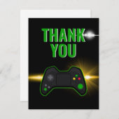 グリーンビデオゲームパーティー感謝カード サンキューカード (正面/裏面)