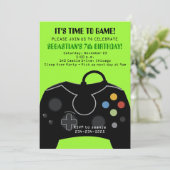 グリーンビデオゲームボーイズ誕生日招待状 招待状 (スタンド正面)