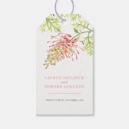 グリーンビラの水色のフローラ結婚のコーラルホワイト ギフトタグ