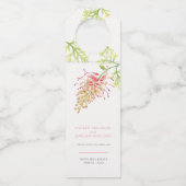 グリーンビラの水色のフローラ結婚のコーラルホワイト ボトルネックタグ (正面)