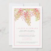 グリーンビラ植物水結婚色の珊瑚写真 招待状 (正面)