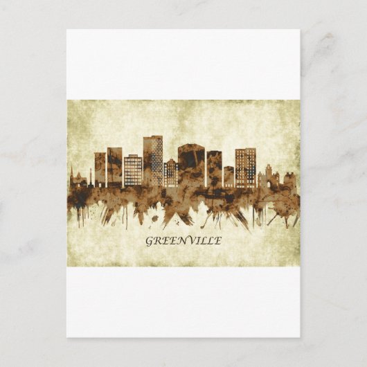 グリーンビルサウスカロライナシティスケープ インビテーションポストカード (正面)