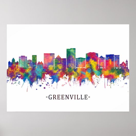 グリーンビルサウスカロライナスカイライン ポスター (正面)