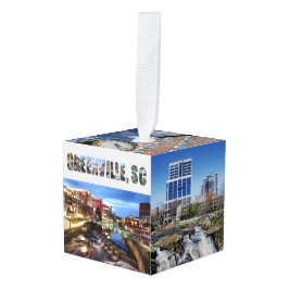 グリーンビルサウスカロライナ旅行写真クリスマス キューブオーナメント