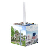 グリーンビルサウスカロライナ旅行写真クリスマス キューブオーナメント (裏面アングル)