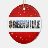 グリーンビルサウスカロライナ旅行写真クリスマス セラミックオーナメント (左)