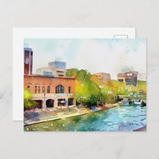 グリーンビルサウスカロライナ絵画ウォーター ポストカード (正面/裏面)