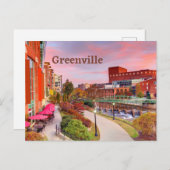 グリーンビル，サウスカロライナ，秋サンセット，ダウンタウン ポストカード (正面/裏面)