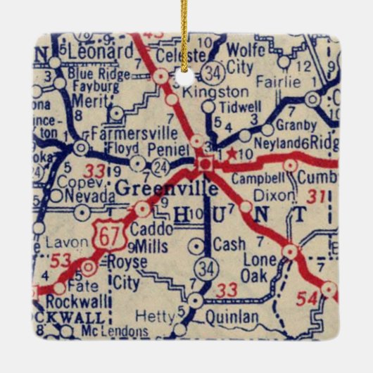 グリーンビルTX 1941の地図 セラミックオーナメント (裏面)