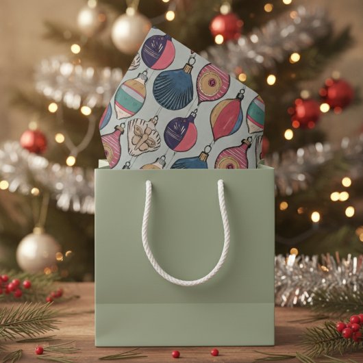 グリーンビンテージクリスマスオーナメントパターン 薄葉紙