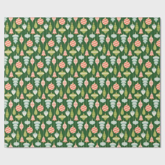 グリーンビンテージクリスマスツリーオーナメント ラッピングペーパー (フラット)