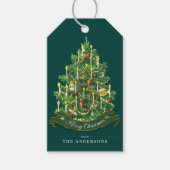 グリーンビンテージクリスマスツリーシンプルカスタム ギフトタグ (正面)