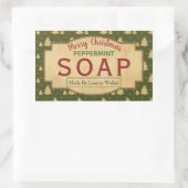 グリーンビンテージクリスマスツリーペパーミント石鹸ラベル 長方形シール (バッグ)