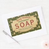 グリーンビンテージクリスマスツリーペパーミント石鹸ラベル 長方形シール (封筒)