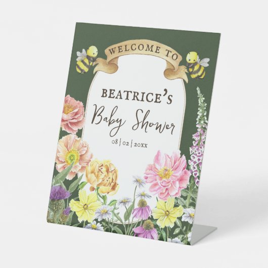 グリーンビーとワイルドフラワーベビーシャワーへようこそ 台座サイン (正面)