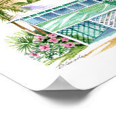 グリーンビーチコテージトロピカルアイランドウォーターカラー ポスター (角)