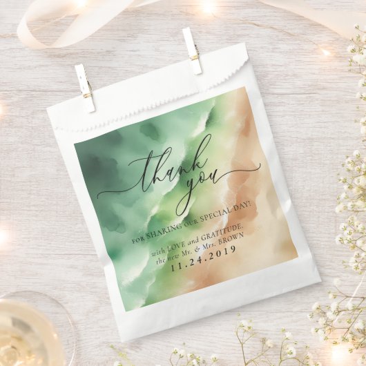 グリーンビーチ海シーフォーマルミニマル結婚リスト フェイバーバッグ (クリップ留めされた状態)