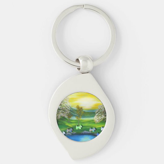 グリーンビーナスが池でスコットランドを食べた キーホルダー (正面)