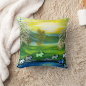 グリーンビーナスが池でスコットランドを食べた クッション (ブランケット)