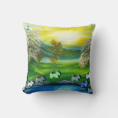 グリーンビーナスが池でスコットランドを食べた クッション (正面)