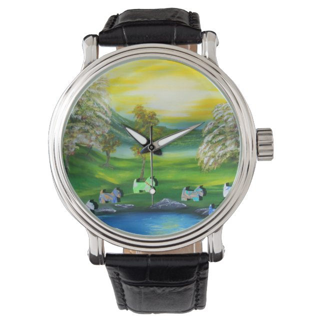 グリーンビーナスが池でスコットランドを食べた 腕時計 (正面)