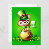 グリーンビールの金ゴールド保持ポイントのポットのマウス ポストカード (正面/裏面)