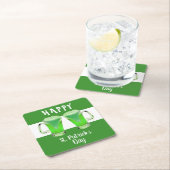 グリーンビールグラスHappy St. Patrick's dayパーティー スクエアペーパーコースター (インサイチュ)