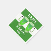 グリーンビールグラスHappy St. Patrick's dayパーティー スタンダードカクテルナプキン (角)