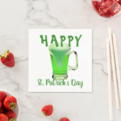 グリーンビールグラスHappy St. Patrick's dayパーティー スタンダードカクテルナプキン (インサイチュ)