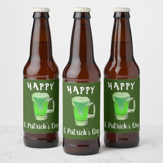 グリーンビールグラスHappy St. Patrick's dayパーティー ビールラベル (ボトル)