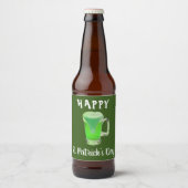 グリーンビールグラスHappy St. Patrick's dayパーティー ビールラベル (正面)