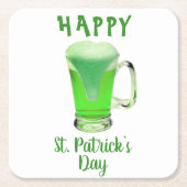グリーンビールグラスHappy St. Patrick's day スクエアペーパーコースター (正面)