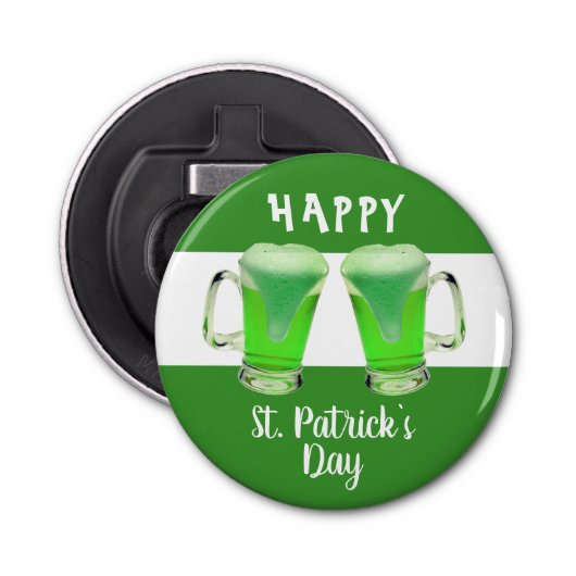 グリーンビールグラスHappy St. Patrick's day 栓抜き (正面)