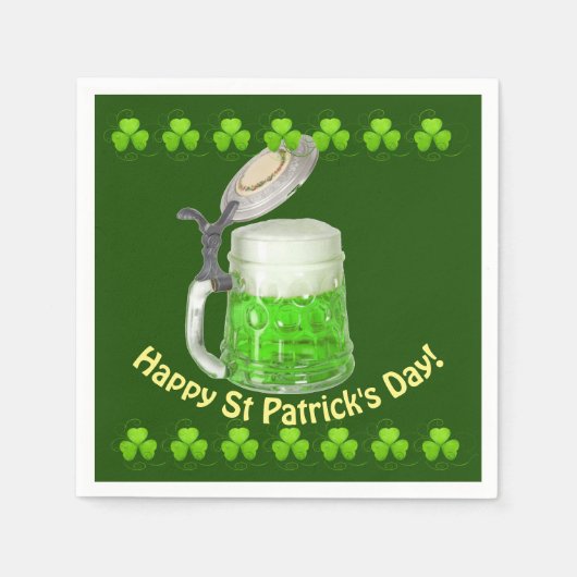 グリーンビールセントパトリックの日 スタンダードカクテルナプキン (正面)