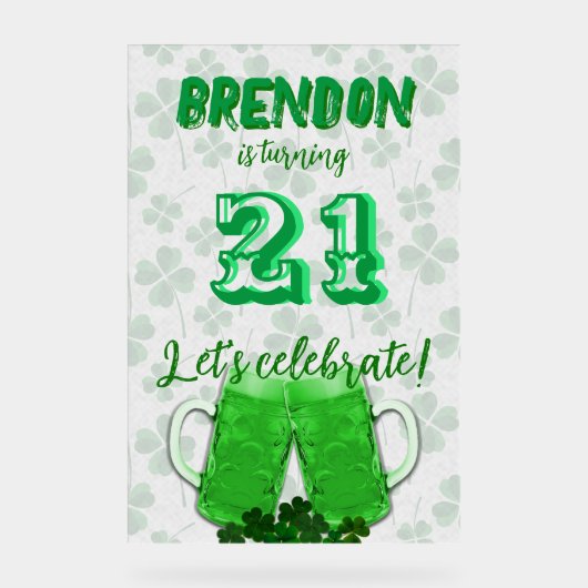 グリーンビールマグ誕生祝いアクリルサイン アクリルサイン (正面)