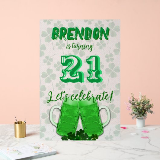 グリーンビールマグ誕生祝いアクリルサイン アクリルサイン (ウェディング)