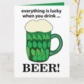 グリーンビールラッキーSt patricks dayグリーンビール カード (黄色い花)