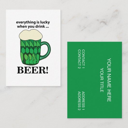 グリーンビールラッキーSt patricks dayグリーンビール 名刺 (正面/裏面)