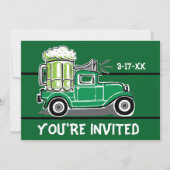 グリーンビールヴィンテージトラックセントパトリックの日パーティー 招待状 (正面)