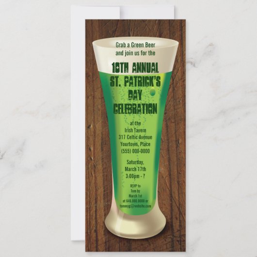 グリーンビールSt patricks dayパーティー 招待状 (正面)