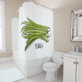 グリーンビーンズの漫画イラストレーション シャワーカーテン (インサイチュ)