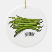 グリーンビーンズの漫画イラストレーション セラミックオーナメント (裏面)